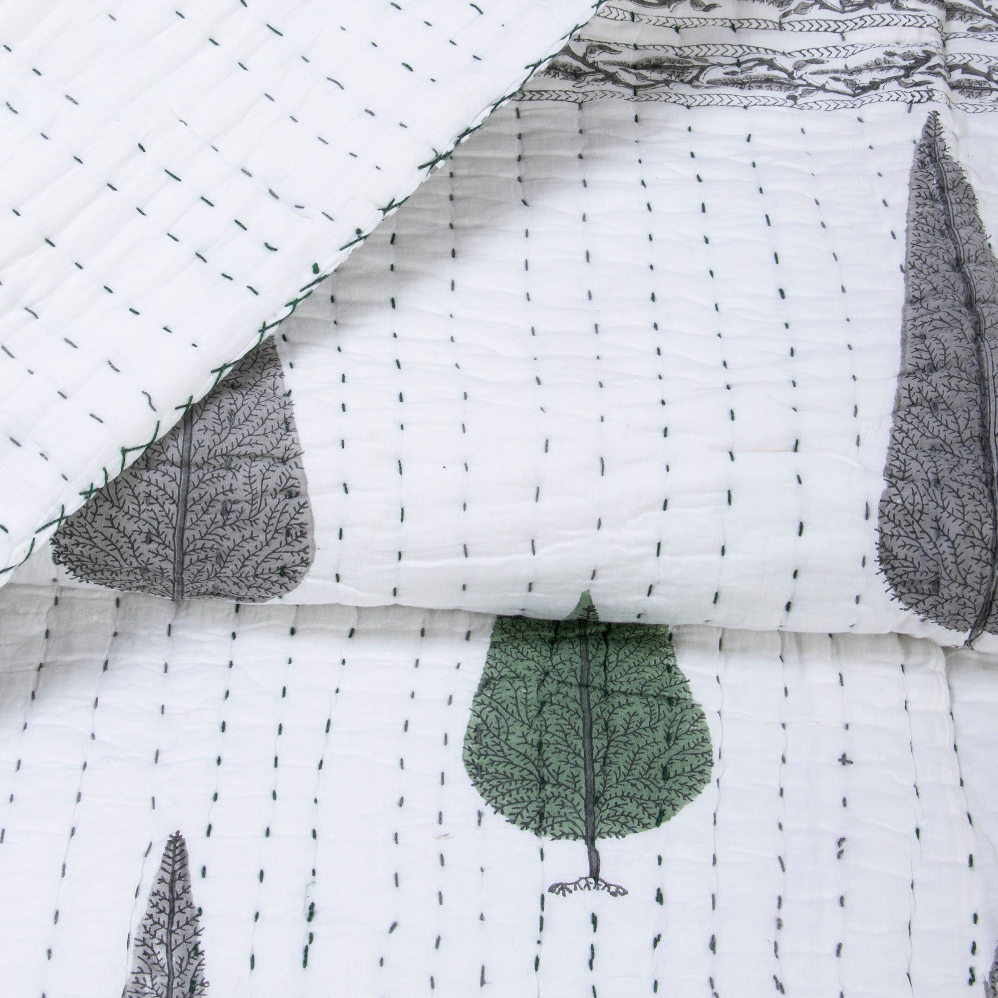 Hand Block Print Kantha Cotton Single & Double Bed Blanket Quilt